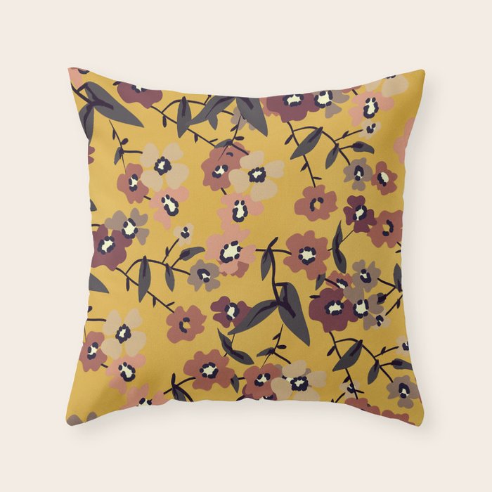  Warm Floral Pattern Throw Pillow Gallery Image 6