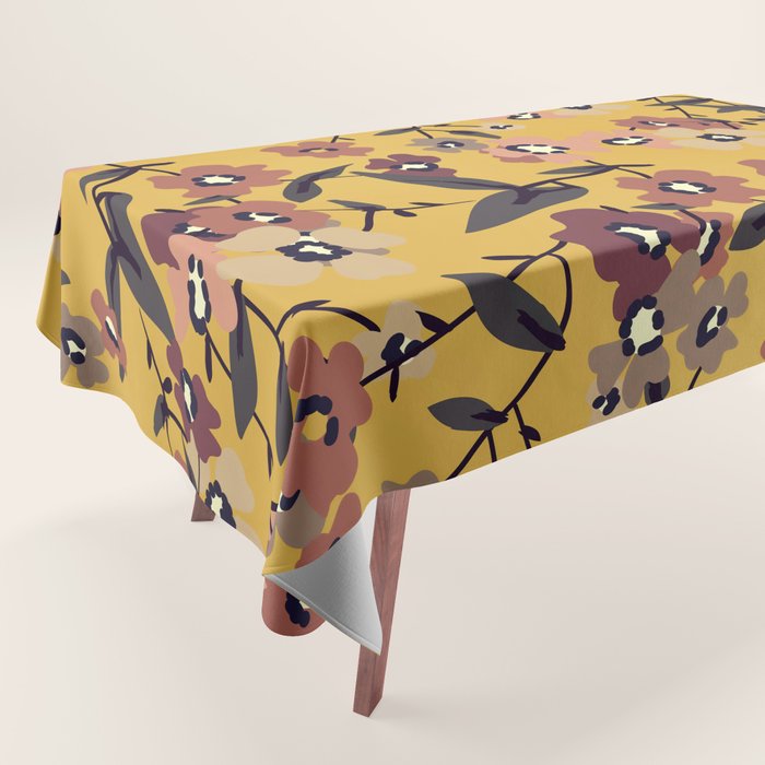  Warm Floral Pattern Tablecloth Gallery Image 1