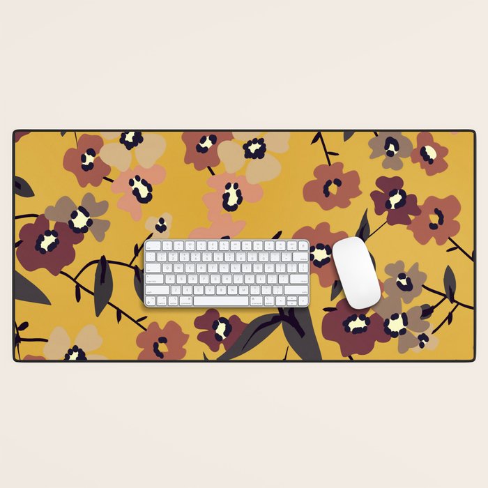  Warm Floral Pattern Desk Mat Gallery Image 1