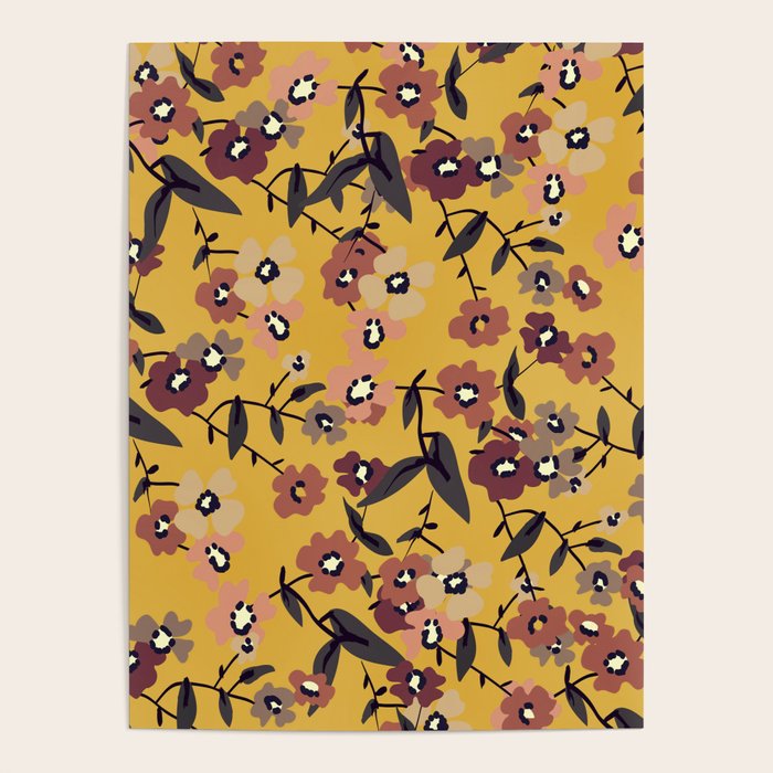  Warm Floral Pattern Poster Gallery Image 4