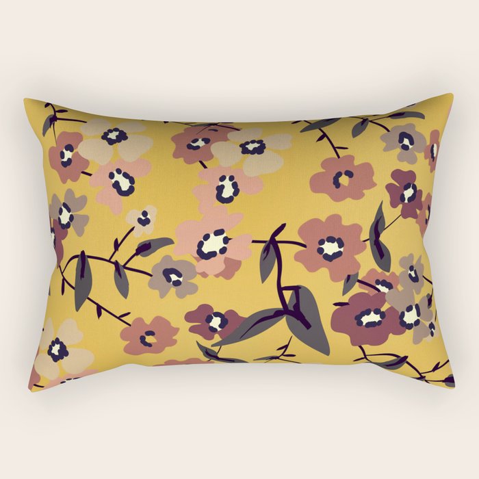 Warm Floral Pattern Rectangular Pillow Gallery Image 1
