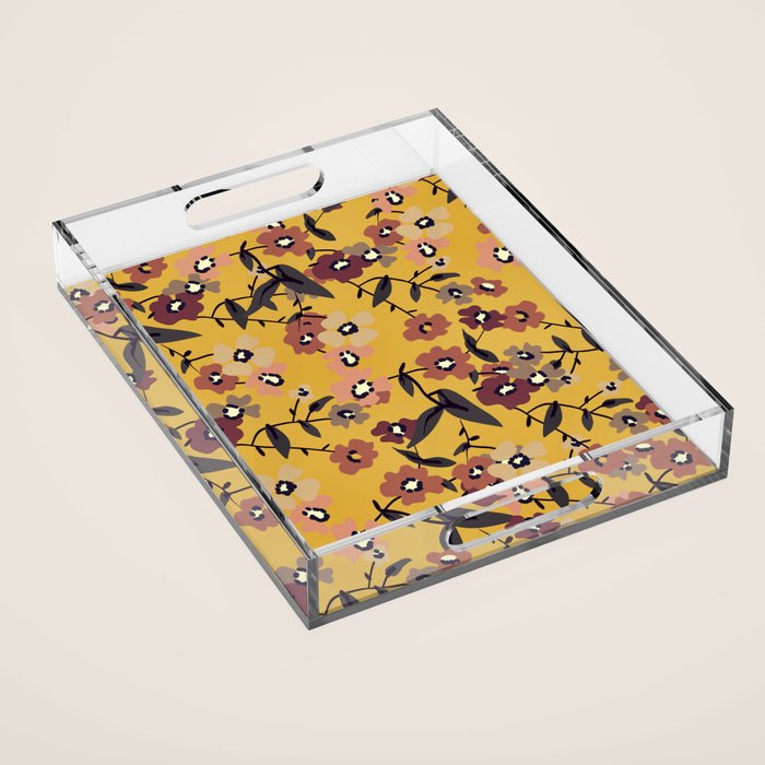  Warm Floral Pattern Acrylic Tray Gallery Image 1