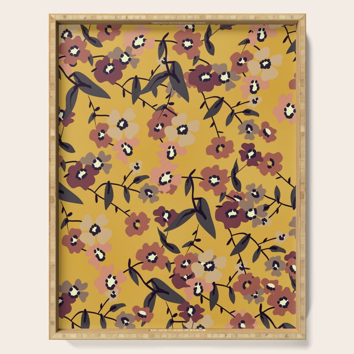  Warm Floral Pattern Serving Tray Gallery Image 1