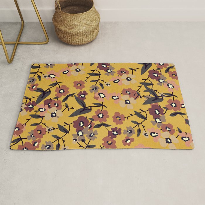  Warm Floral Pattern Rug Gallery Image 1