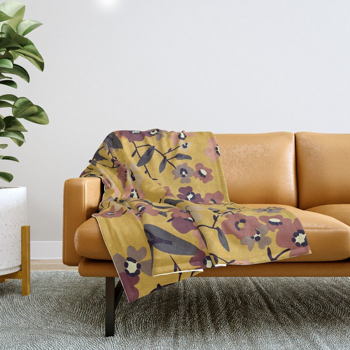  Warm Floral Pattern Throw Blanket Gallery Image 1