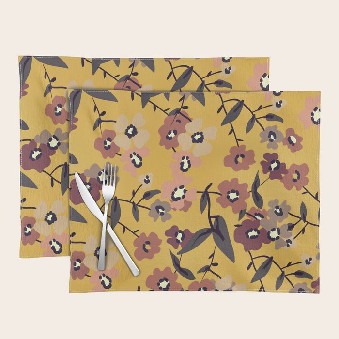  Warm Floral Pattern Placemat Gallery Image 1