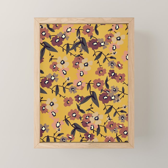  Warm Floral Pattern Mini Art Print Gallery Image 1