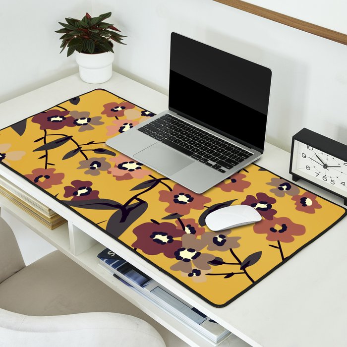  Warm Floral Pattern Desk Mat Gallery Image 2