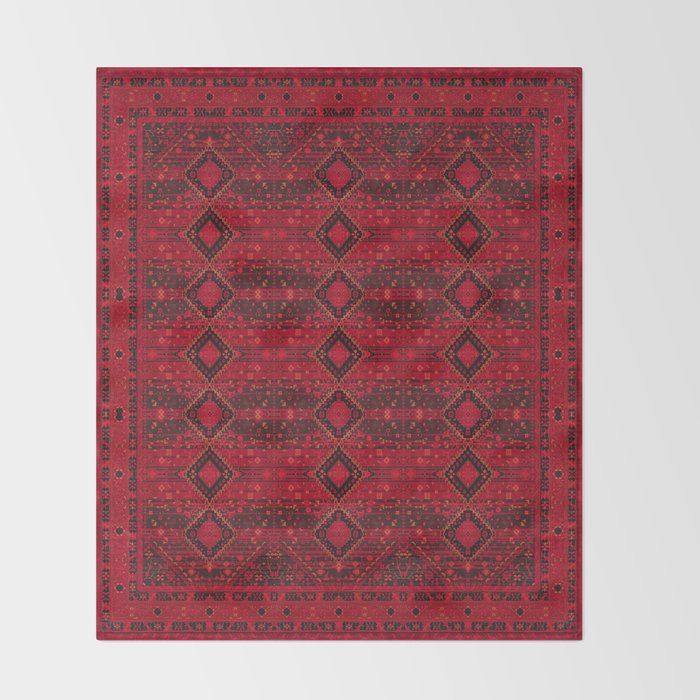 Scarlet Elegance: Oriental Moroccan & Ottoman Artistry Throw Blanket Gallery Image 2