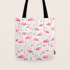 Flamingo Floral Pattern! Tote Bag Gallery Image 1