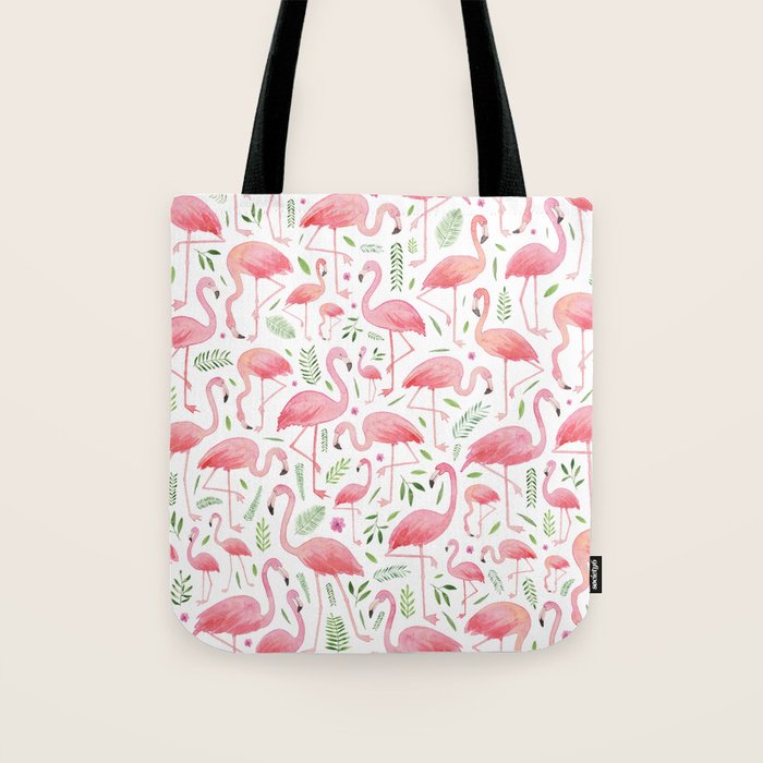 Flamingo Floral Pattern! Tote Bag Gallery Image 1