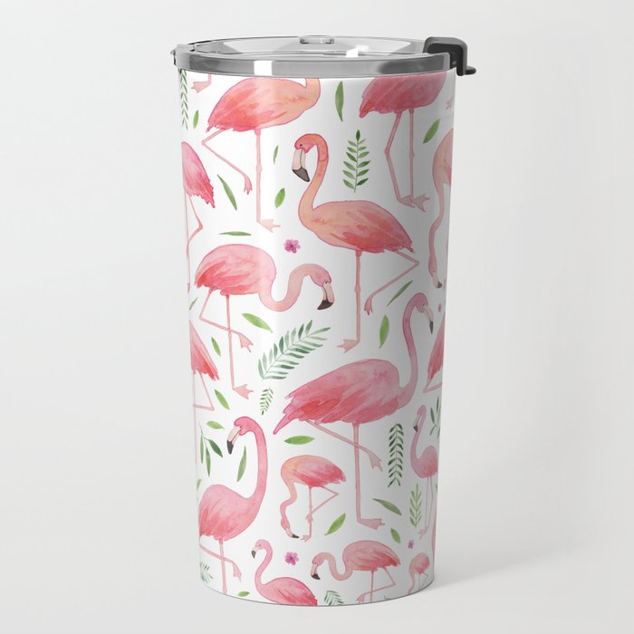 Flamingo Floral Pattern! Travel Mug Gallery Image 2