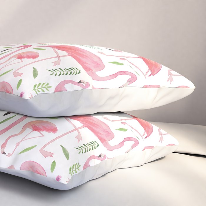 Flamingo Floral Pattern! Pillow Sham Gallery Image 3