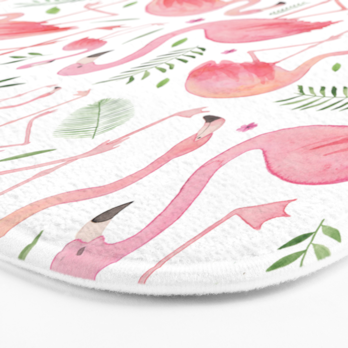 Flamingo Floral Pattern! Bath Mat Gallery Image 3