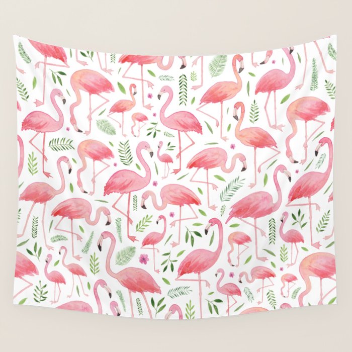 Flamingo Floral Pattern! Wall Tapestry Gallery Image 4