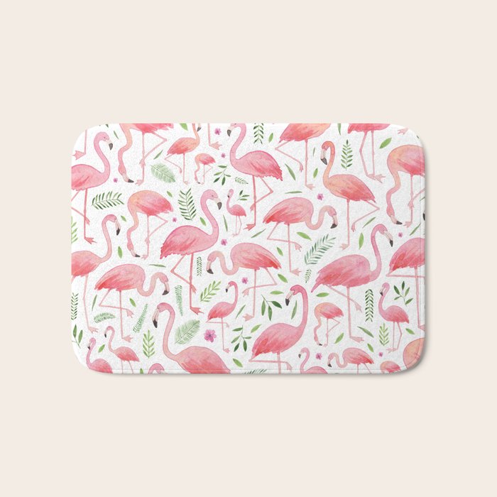 Flamingo Floral Pattern! Bath Mat Gallery Image 1