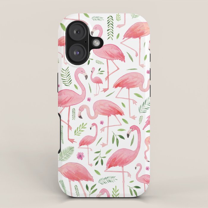 Flamingo Floral Pattern! iPhone Case Gallery Image 1