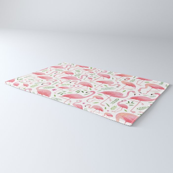Flamingo Floral Pattern! Rug Gallery Image 3