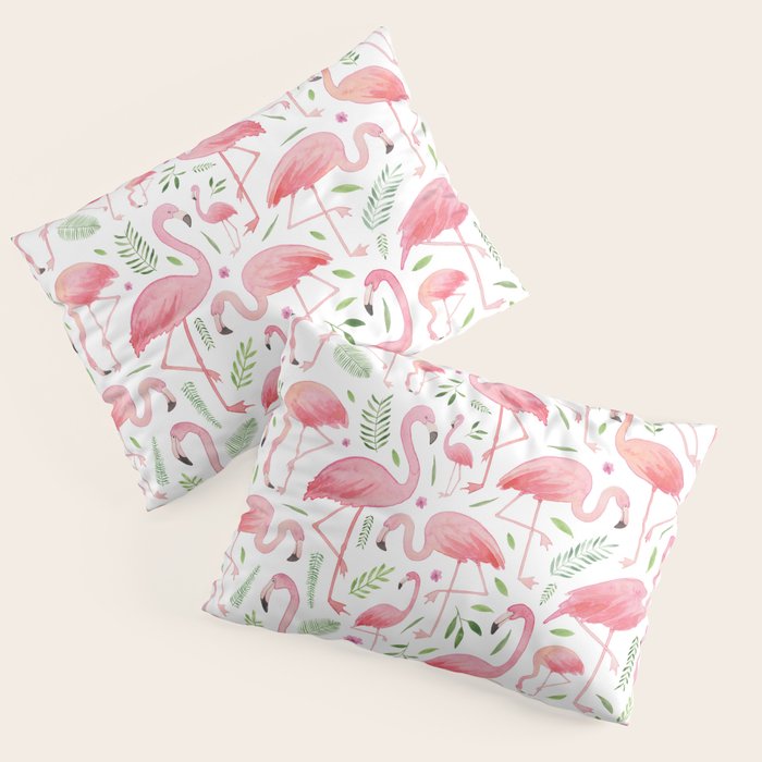 Flamingo Floral Pattern! Pillow Sham Gallery Image 1