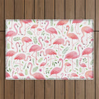 Flamingo Floral Pattern! Outdoor Rug Gallery Image 1