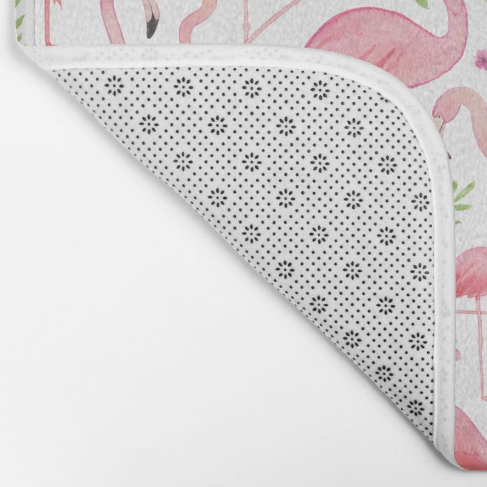 Flamingo Floral Pattern! Bath Mat Gallery Image 2