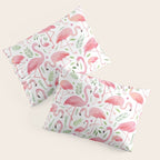 Flamingo Floral Pattern! Pillow Sham Gallery Image 3