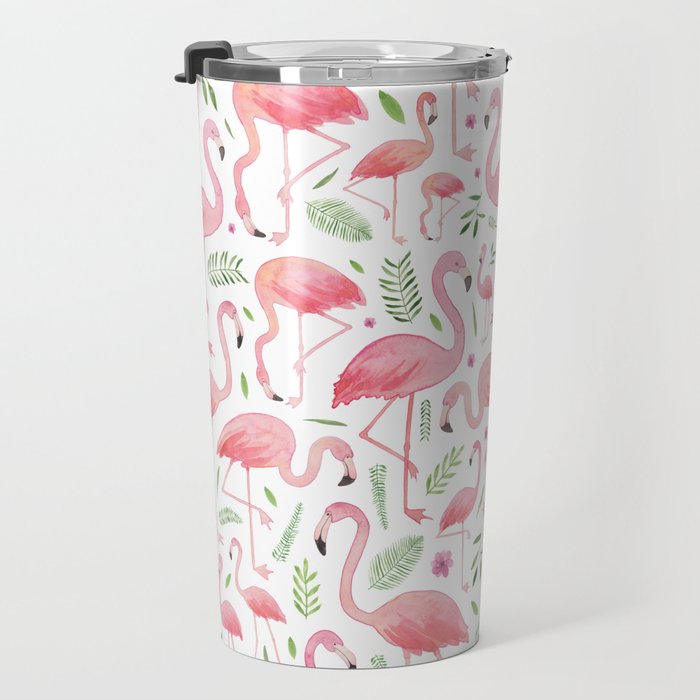 Flamingo Floral Pattern! Travel Mug Gallery Image 3