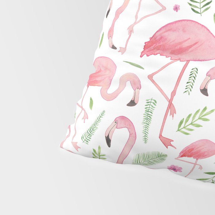 Flamingo Floral Pattern! Pillow Sham Gallery Image 4