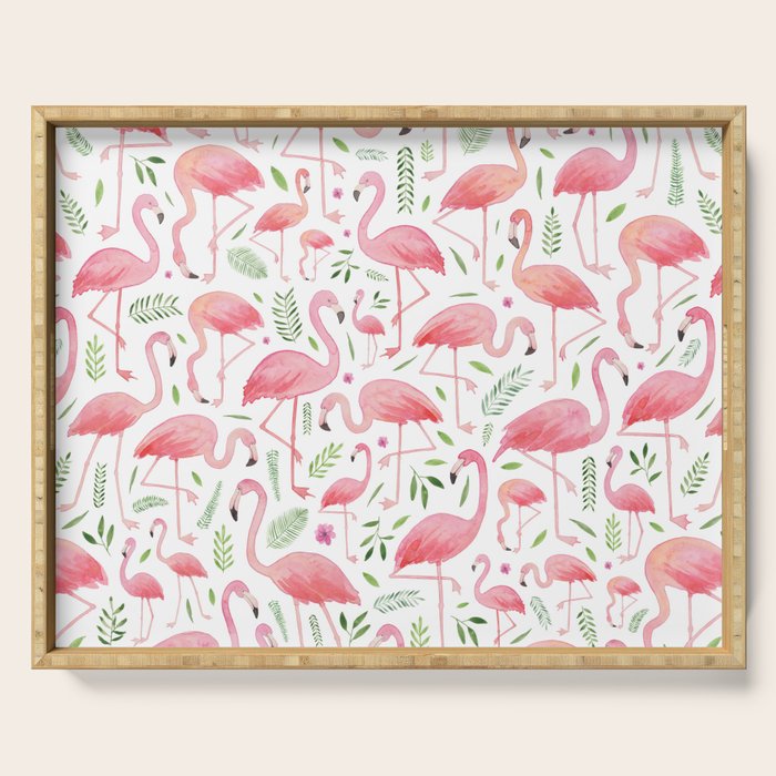 Flamingo Floral Pattern! Serving Tray Gallery Image 1