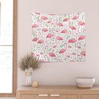 Flamingo Floral Pattern! Wall Tapestry Gallery Image 2
