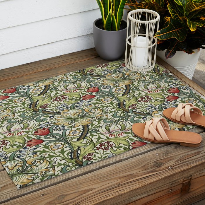 William Morris honeysucklea, Morris floral , No.4, Outdoor Rug Gallery Image 2