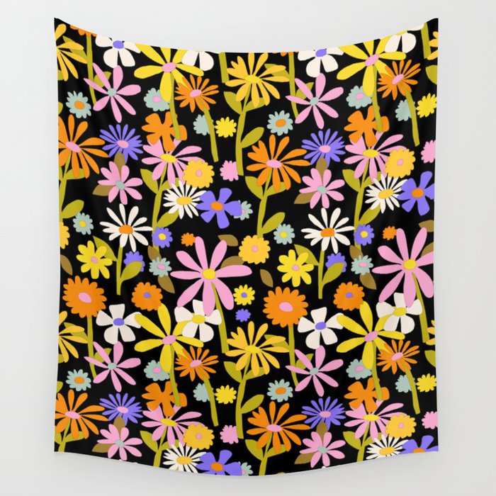 Flower Power Dark Wall Tapestry Gallery Image 4