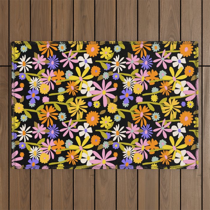 Flower Power Dark Outdoor Rug Gallery Image 1