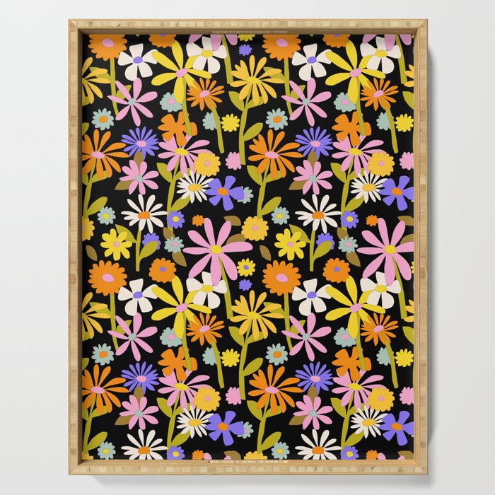 Flower Power Dark Serving Tray Gallery Image 1