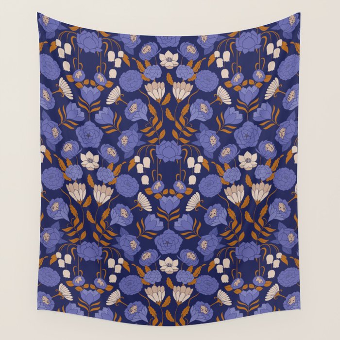 Mystery Blooms {Periwinkle} Wall Tapestry Gallery Image 4