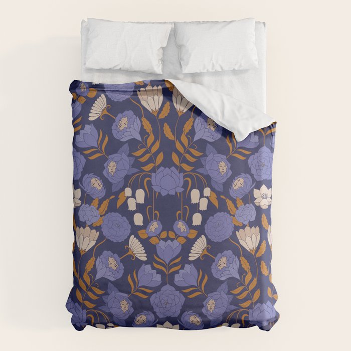 Mystery Blooms {Periwinkle} Duvet Cover Gallery Image 6