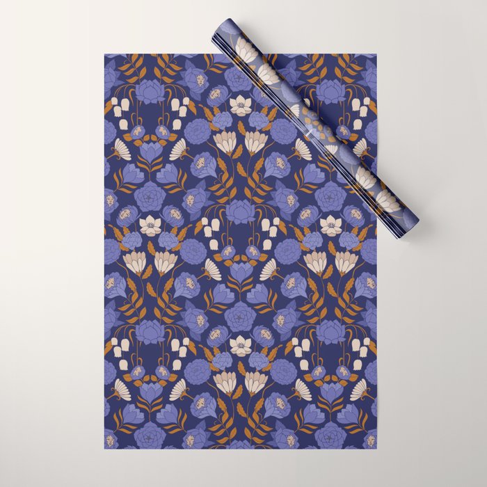 Mystery Blooms {Periwinkle} Wrapping Paper Gallery Image 1