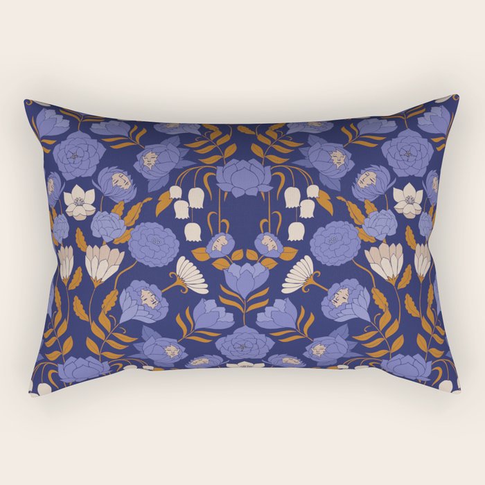 Mystery Blooms {Periwinkle} Rectangular Pillow Gallery Image 1