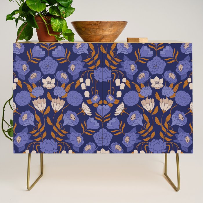 Mystery Blooms {Periwinkle} Credenza Gallery Image 1