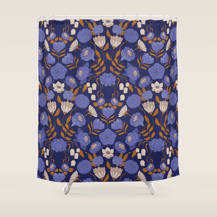 Mystery Blooms {Periwinkle} Shower Curtain Gallery Image 1