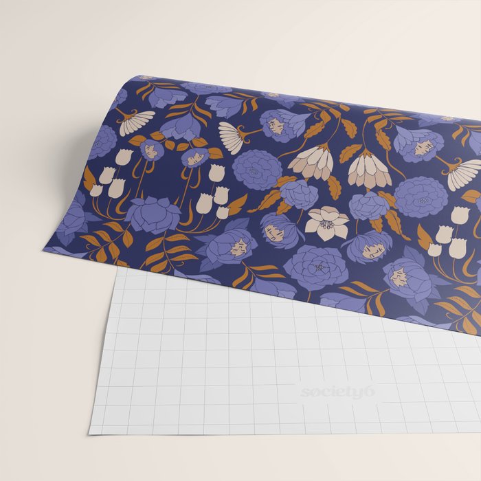 Mystery Blooms {Periwinkle} Wrapping Paper Gallery Image 2