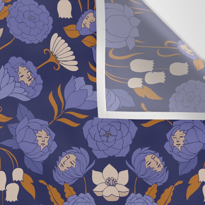 Mystery Blooms {Periwinkle} Wall Tapestry Gallery Image 3