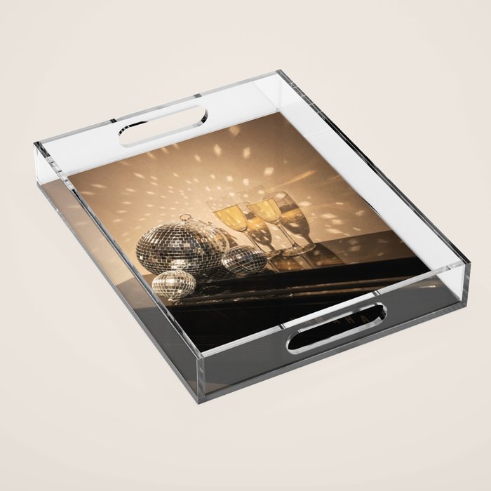 Disco Ball Champagne Celebration Glam Photography  Acrylic Tray Gallery Image 1