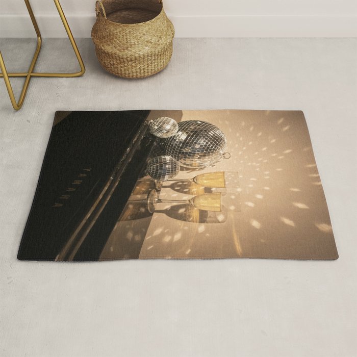 Disco Ball Champagne Celebration Glam Photography  Rug Gallery Image 1