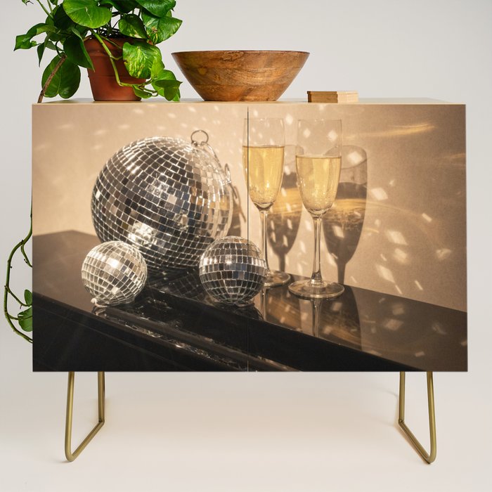 Disco Ball Champagne Celebration Glam Photography  Credenza Gallery Image 1