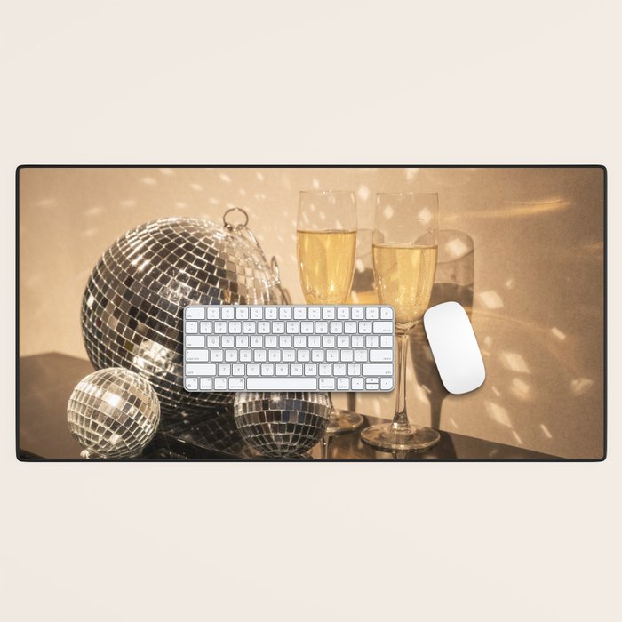 Disco Ball Champagne Celebration Glam Photography  Desk Mat Gallery Image 1