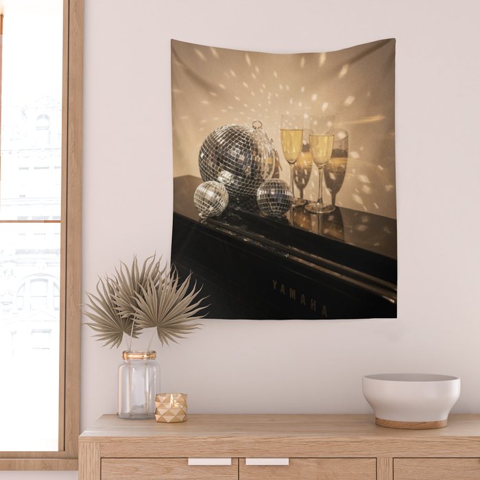 Disco Ball Champagne Celebration Glam Photography  Wall Tapestry Gallery Image 2