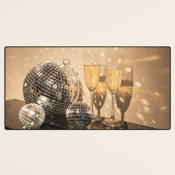 Disco Ball Champagne Celebration Glam Photography  Desk Mat Gallery Image 3