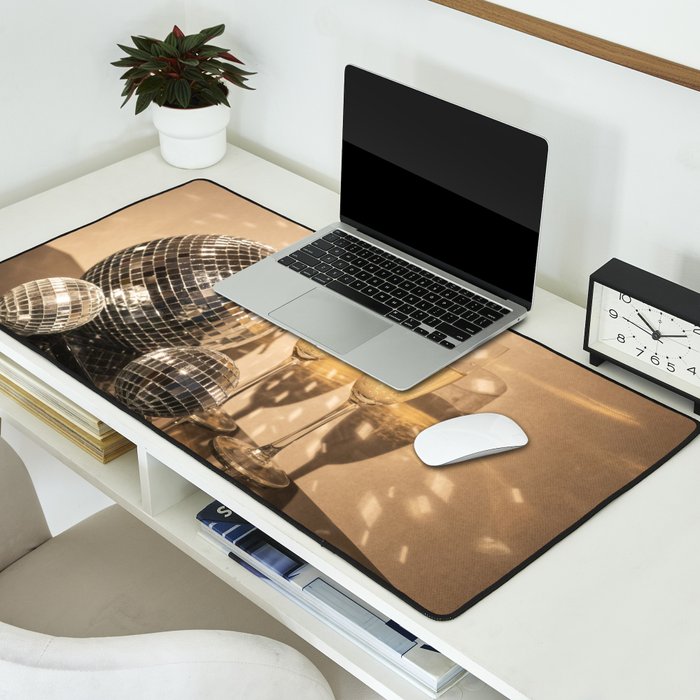 Disco Ball Champagne Celebration Glam Photography  Desk Mat Gallery Image 2