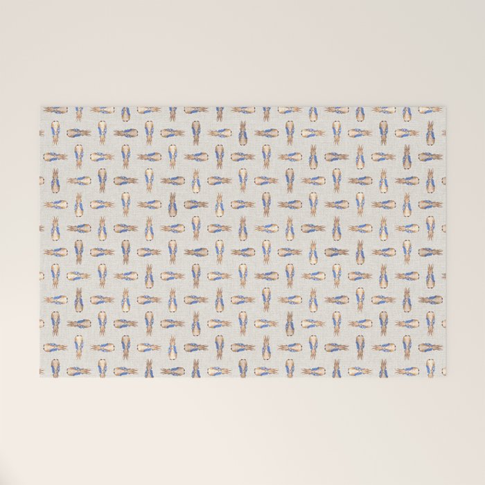 Peter the rabbit beige linen textured background Welcome Mat Gallery Image 1